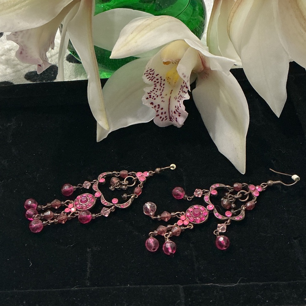 Elegant Pink Chandelier Earrings